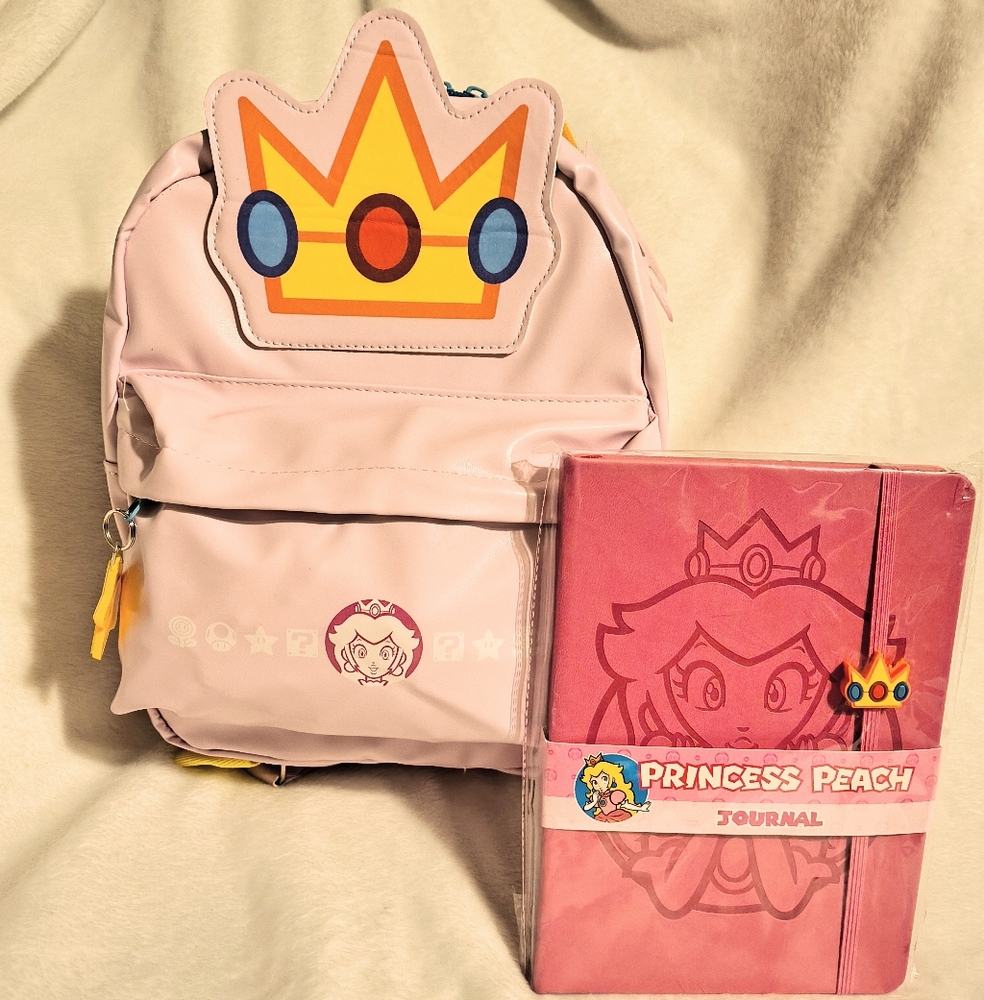NWT Culturefly Nintendo Princess Peach Mini Backpack, Journal, And Plush Doll
